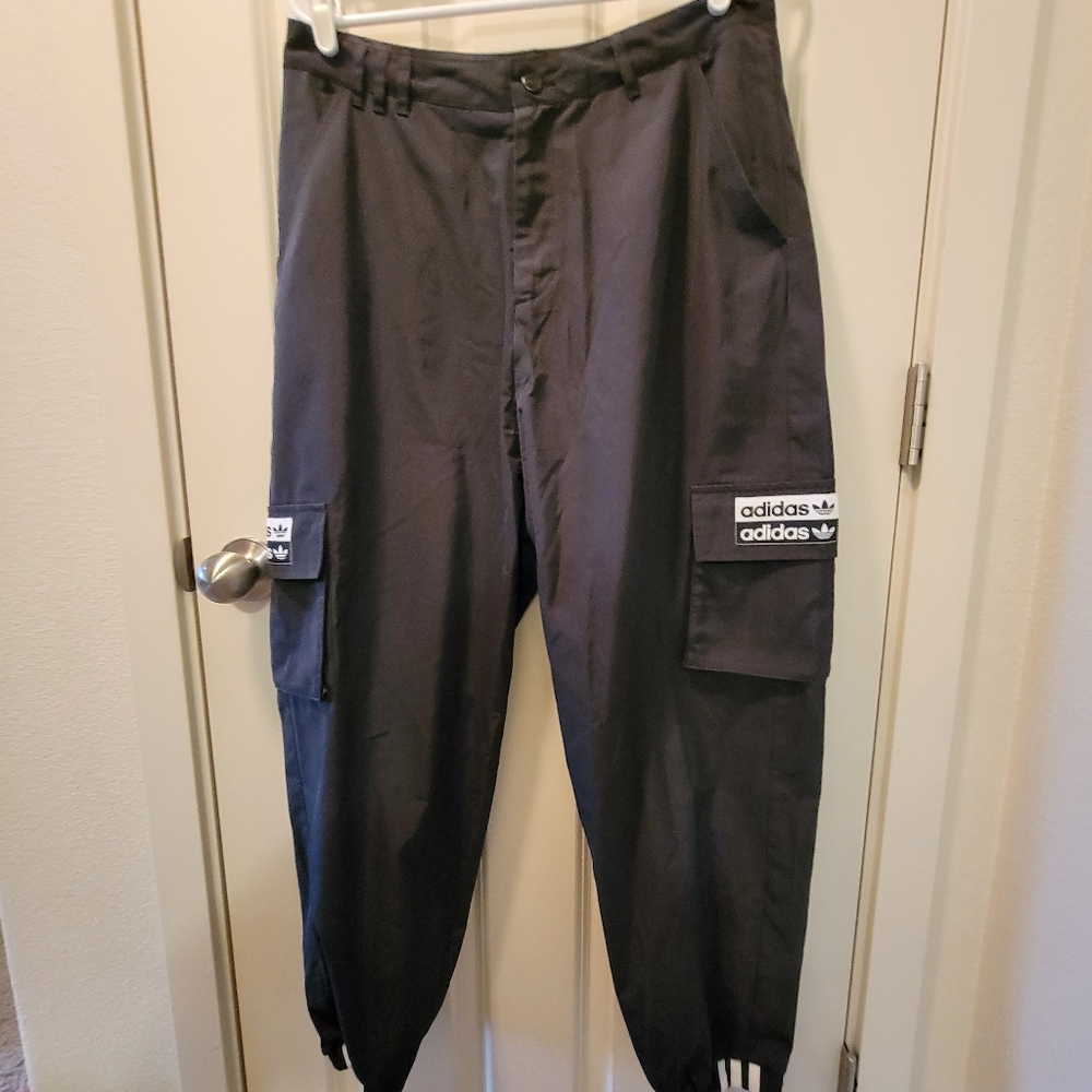 Adidas Black Nylon Cargo Track Pant Size Large
